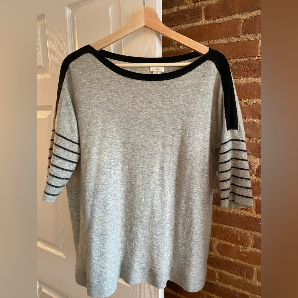 J. Crew Drop Shoulder Stripe Sleeve Sweater